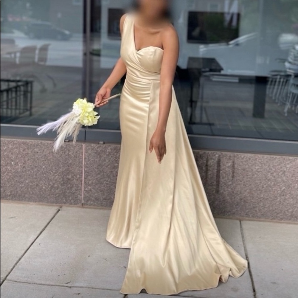 Custom satin one shoulder prom dress